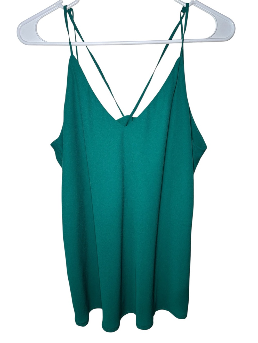 Ambiance Teal Green Double-Strap V-Neck Camisole Sheer Light Holiday Casual